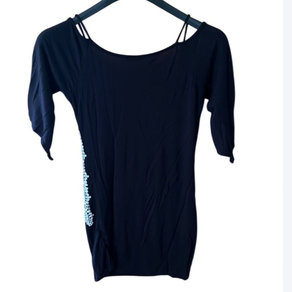 Venus Tunic Top Cold Shoulder Asymmetrical Sleeves Ruched Sides - Picture 3 of 11